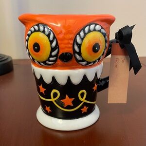 NWT New JOHANNA PARKER CARNIVAL COTTAGE OWL MUG Cup Tea Coffee Halloween Fall